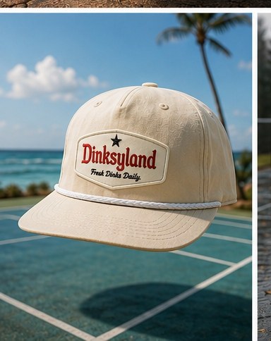 Court 04 · The Ghost — White/Cream Dinksyland Richardson 256 rope cap on a beach court