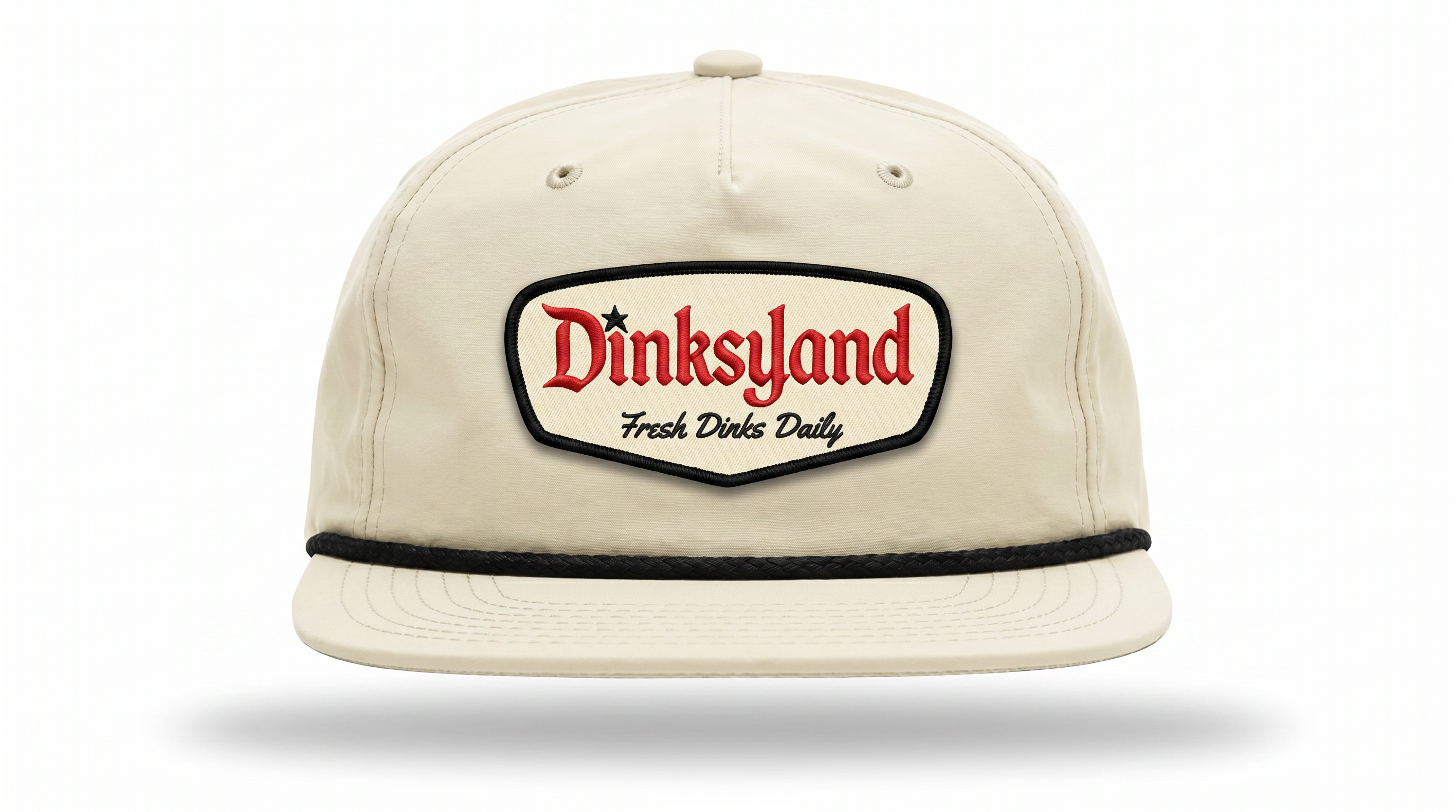 Sandlot — Birch Richardson 256 rope cap with black rope and a cream embroidered Dinksyland patch with a black border.